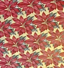 Vtg Christmas Wrapping Paper Gift Wrap 1960 Red Poinsettia On Shimmering Gold