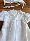 Heirloom Christening Baptism Gown Bonnet Eyelet Lace Cotton White Baby