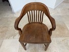     Antique Newton Brothers Oak Bankers Office Chair Barrel Back Local Pickup Only