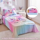 Twin Size Sheet Set 3 Piece Rainbow Unicorn Kids Bed Sheets Set For Girls Kid   