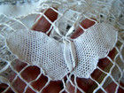 Vtg Butterfly s Design Round Lg Tablecloth English Cluny  3 Bobbin Lace 64 dia 