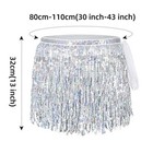 Womens Belly Dance Hip Scarf With Sparkly Fringe Rave Party Sequin Skirt Cost   