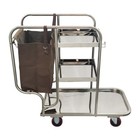 Stainless Cleaning Trolley 3 Shelf Janitor Cart With Cloth Bag Multifunction
