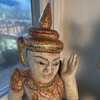 Pair Of Antique Wood  Burmese Nat Statues From Burma  19th Century  28   