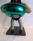 Vintage Folk Art Mid-century Wood   Bottle Cap Figure W  Bowls Colorful 