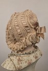 Victorian 19th C Hand Knit Bonnet W Silk Ribbon Weave