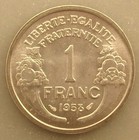 France 1958 1 Franc Coin Km885a 1 Uncirculated