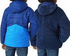 New Boy s Eddie Bauer Puffer Jacket  Hooded Reversible Size  L 12-14 Blue navy