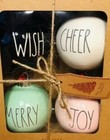 Rae Dunn Christmas Ceramic Ball Ornament Set