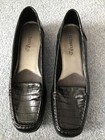 St  John   s Bay Loafers Black Square Toe Preppy Flats Crocodile 9m Vintage