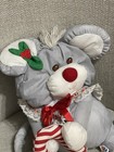 1987 Fisher Price Puffalumps Christmas Gray Mouse Plush  8016 11  Vintage