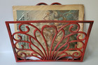 Vintage Cast Iron Architectural Salvage Magazine Newspaper Holder Ornate Scroll
