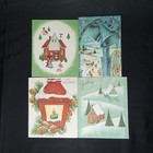Vintage Christmas Greeting Card Set Of 4 Mcm Holiday Ephemera 1940s 1950s