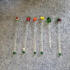 8v Set Of 6 Glass Cocktail Swizzle Stir Sticks Stirrers Drink Barware Bar Fruit
