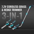 Duratech 3-in-1 Cordless Electric 7 2v Grass Trimmer Hedge Shears Extension Pole