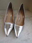 Jewel Badgley Mischka Silver Snake Print Pointed Toe 4  Heels Women Shoes Size 9
