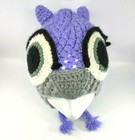 Crochet Penguin Kids Hat Beanie Handmade Cap Purple Gray 20 In  