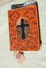 New Hand Tooled Leather Western Style Bible Cover Cross And Flowers Cowboy