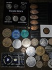 Fun Collection Lot Of Coins Tokens Wooden Nickels Gold Elongated Pennies Casino 