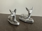 Old Mongolian Hand Made Cast Aluminum Pair Of Deer Fawn Figurines