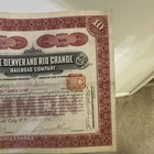 Denver And Rio Grande Railroad Company 1910 Stock Certificate