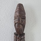 Vintage Hand Carved Wood Tiki Mask Wall Hanging Tribal Polynesian 18in Decor