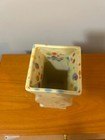 Mid-century Vintage Art Pottery Vase Featuring An Orange And Yellow Drip Splatte