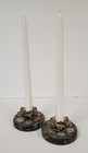 Vintage Mid Century Lucite metal Flower Taper Candleholder Set Of 2 No Candles