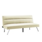 Pu Leather Futon Sofa Bed Convertible Couch Recliner Adjustable Back W metal Leg