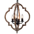 16 14  4-light Farmhouse Wood Chandelier  Rustic Orb Pendant Handmade Oak