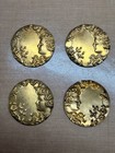 Lot 4 Vintage Solid Brass Art Nouveau Lady Stampings 30mm Goddess Floral Nos