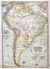 1902 Century Map - South America - Brazil Argentina Peru Chile Colombia Amazon