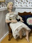 Vtg Artisan Miniature Dollhouse Woman Sitting Porcelain Doll 1 12 Scale