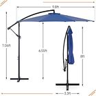 9 8ft Patio Offset 8 Ribs Umbrella Hanging Cantilever Umbrella Outdoor Sun Shade