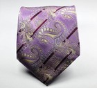New Classic Paisley Purple Beige Jacquard Woven 100  Silk Men s Tie Necktie