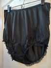 Vintage Shadowline 50s Black Nylon Mushroom Gusset Granny Panties Floral Lace 7 