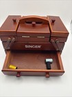 Vintage Singer Wood Sewing Box With Accordion Drawers Thread Included