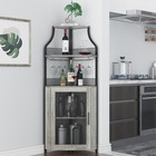 5-tier Bar Unit Corner Bar Wine Liquor Cabinets With Glass Holder And Mesh Door