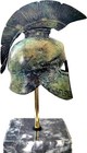 Spartan Helmet On A Base Ancient Greek Bronze Museum Replica 1367-1