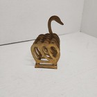Brass Swan Letter Mail Record Napkin Holder Organizer 4-3 4  Tall Vintage