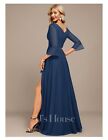 A-line V-neck Floor-length Chiffon Mother Of The Bride Dress W  Cascading Ruffle