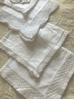 Vintage White Lace Wedding Hankies Lot Of 5 Cotton Lace