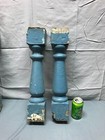 Vtg Pair Shabby 4x20 Thick Slate Blue Spindles Porch Balusters Old 581-23b
