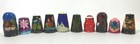 10 Wooden Lacquer Hand Painted Thimbles