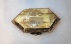 Vintage Bone Brass Trimmed Hinged Trinket Inside Lining Diamond Shape 