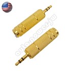 New 2pc Stereo Headphone Audio Adapter 6 35mm 1 4 female To 3 5mm 1 8  Male Jack