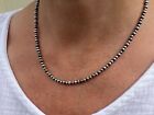 3mm   4mm Navajo Pearls Necklace  Sterling Silver Beads  Modern Layering Choker