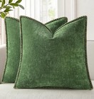 Chenille Soft Cozy Throw Pillow Covers 18x18 Set Of 2  Modern Farmhouse Boho    