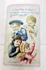 Victorian Sewing Society Needle Book W Children On Cover 4 3 4 X 2 5 8 Inch