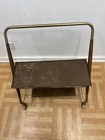 Vintage Mid Century Modern Bar Cart Serving Tea Tv Brass Wood 2 Tier Mcm Rolling